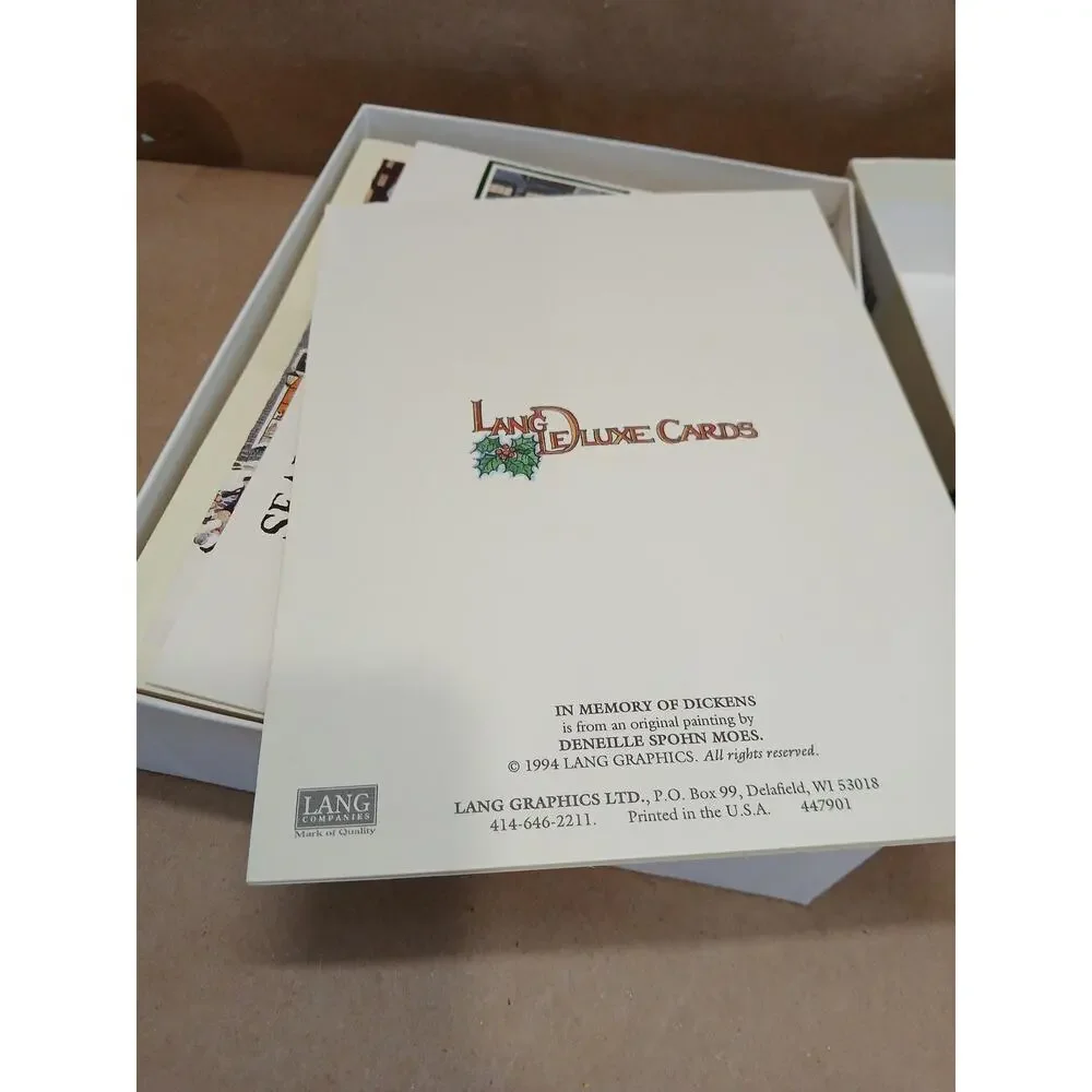 Vintage 1994 Lang Deluxe Christmas Cards Boxed Set In Memory of Dickens Embossed